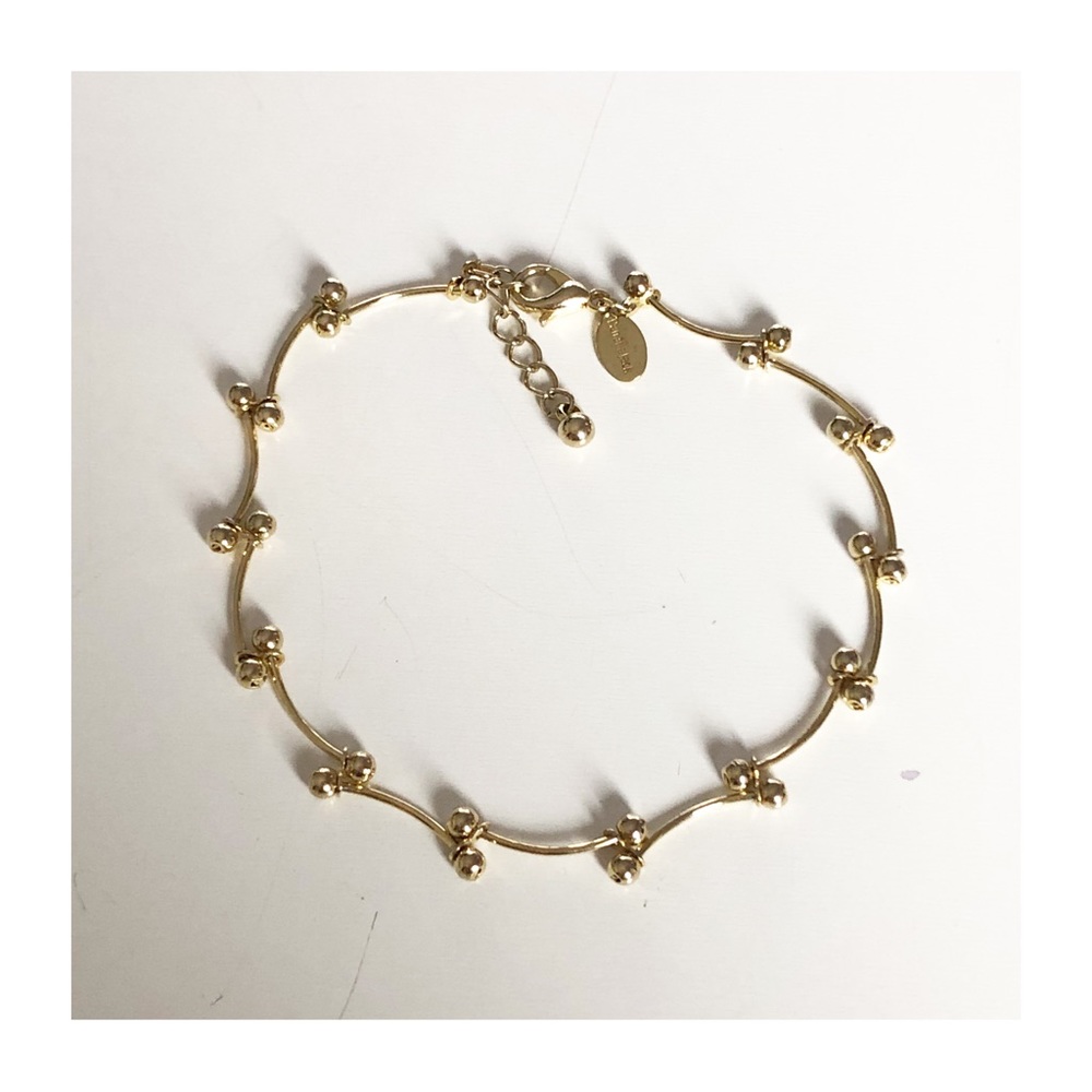 PANAMA JACK Gold Tone Beaded,Ball Adjustable Dainty Chain Bracelet Anklet